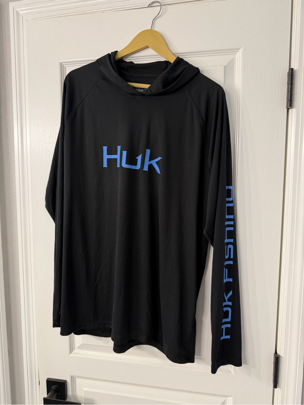 Huk Black Long-Sleeve Performance Shirt with Blue Logo